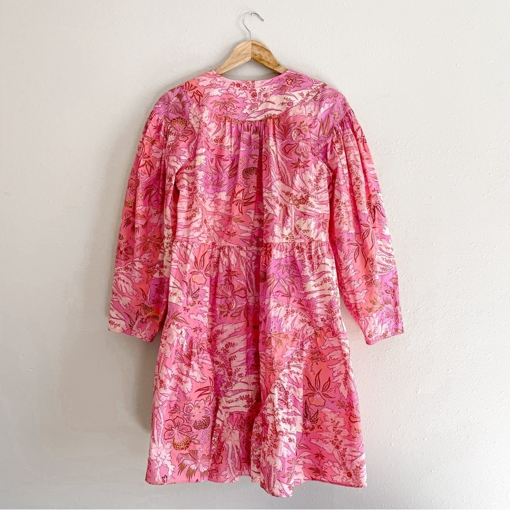Ulla Johnson | Leiko Floral Print Tropical Pink Dress, Vacation, 8 - Picture 4 of 16
